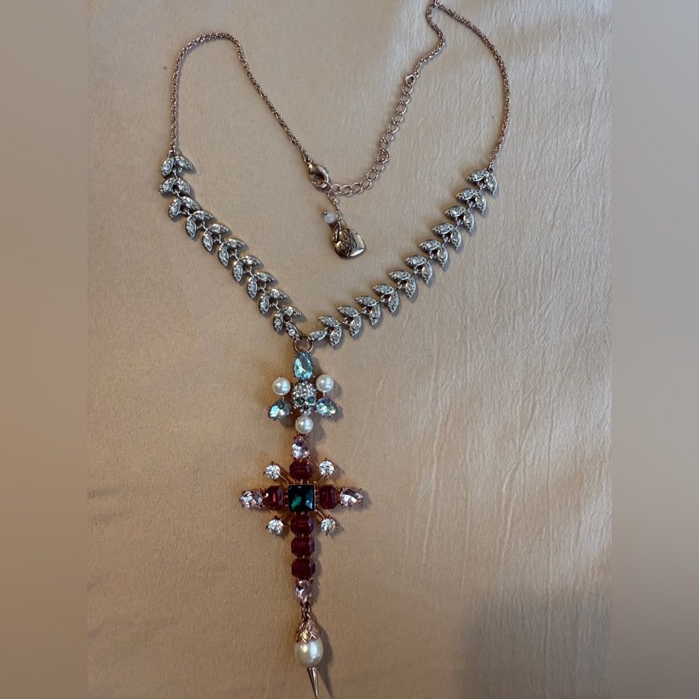 Betsey Johnson Duchess of Betsyville Cross Necklace